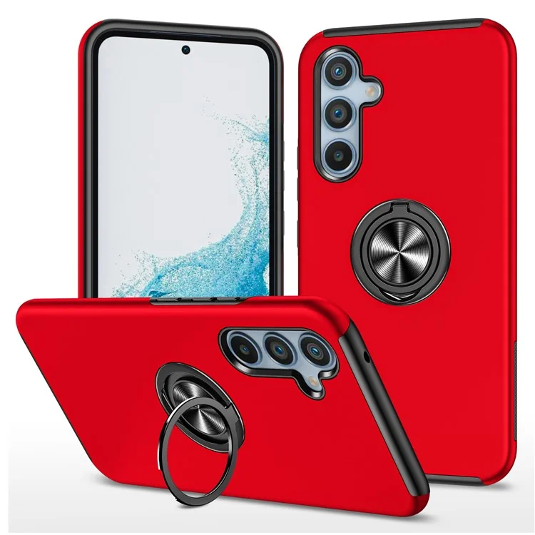 Funda para Samsung Galaxy A26 5G de PC + TPU con soporte de anillo giratorio - Rojo