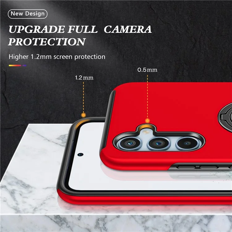 Funda para Samsung Galaxy A26 5G de PC + TPU con soporte de anillo giratorio - Rojo