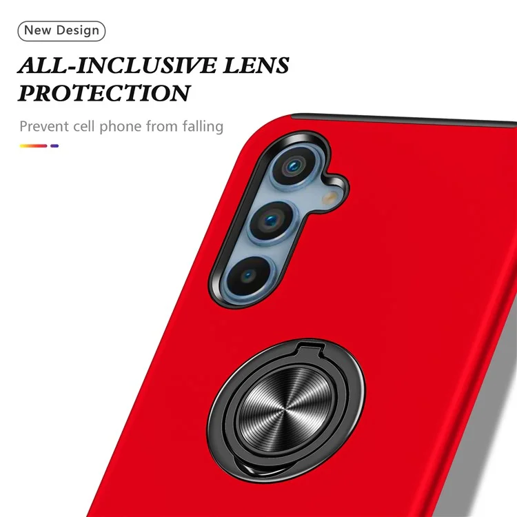 Funda para Samsung Galaxy A26 5G de PC + TPU con soporte de anillo giratorio - Rojo