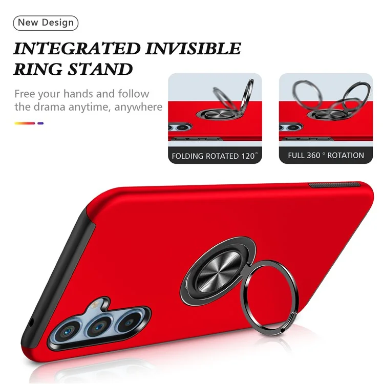 Funda para Samsung Galaxy A26 5G de PC + TPU con soporte de anillo giratorio - Rojo