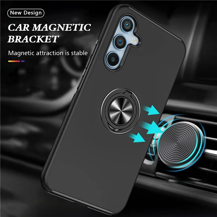 Funda para Samsung Galaxy A36 5G de PC + TPU con soporte de anillo giratorio - Negro