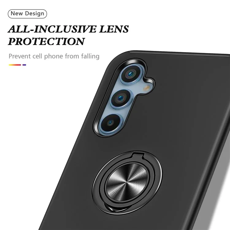 Funda para Samsung Galaxy A36 5G de PC + TPU con soporte de anillo giratorio - Negro