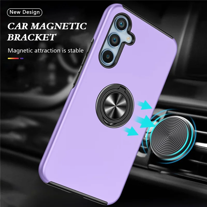 For Samsung Galaxy A36 5G Case PC + TPU Phone Cover with Rotatable Ring Holder - Purple