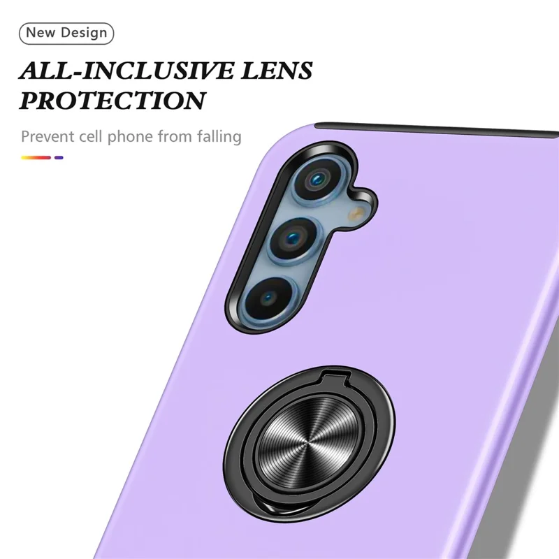 For Samsung Galaxy A36 5G Case PC + TPU Phone Cover with Rotatable Ring Holder - Purple