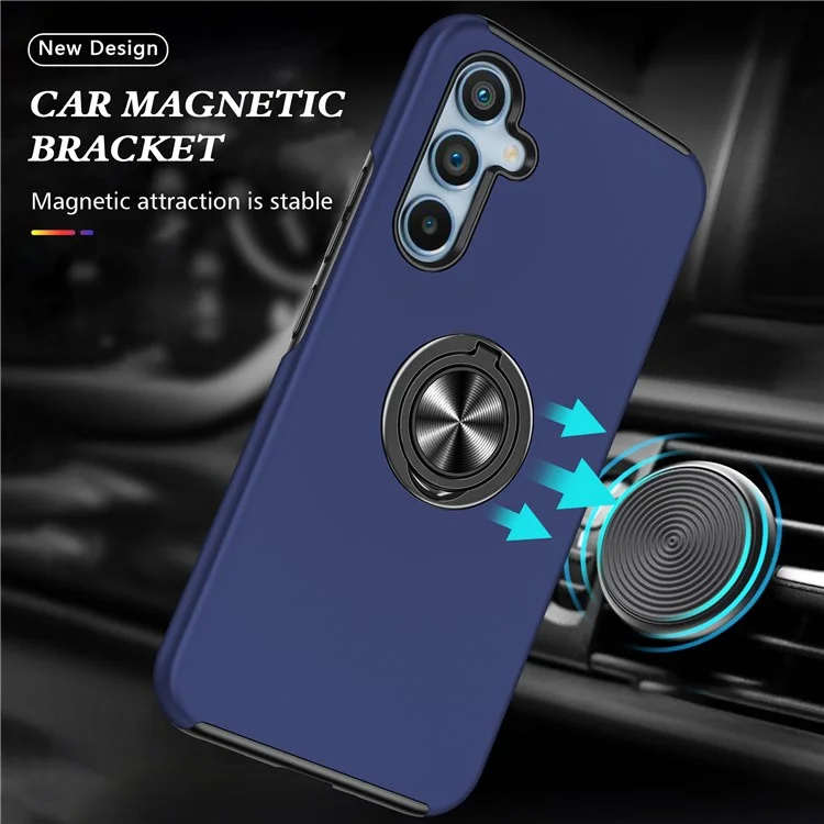 Custodia per Samsung Galaxy A56 5G in PC + TPU con supporto anello rotante - Blu