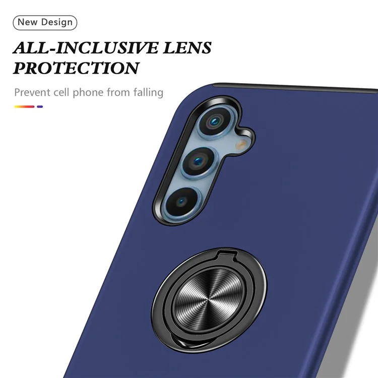 Custodia per Samsung Galaxy A56 5G in PC + TPU con supporto anello rotante - Blu