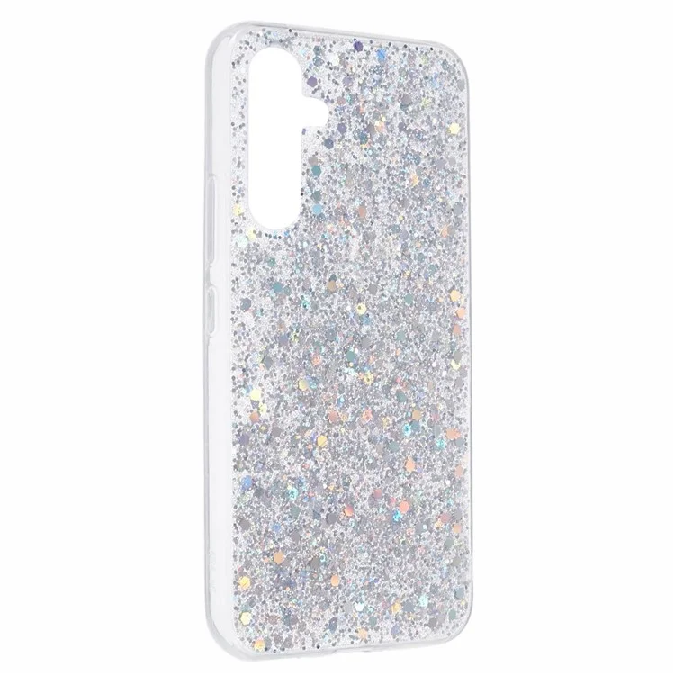 Für Samsung Galaxy A26 5G Hülle Stoßfeste weiche TPU-Handyhülle mit glitzerndem Design - Silber