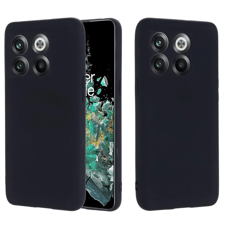 Para OnePlus 10T 5G / Ace Pro 5G Liquid Silicone Shockproof Protective Phone Case Soft Fiber Lining Anti-Scratch Cover com Alça - Preto