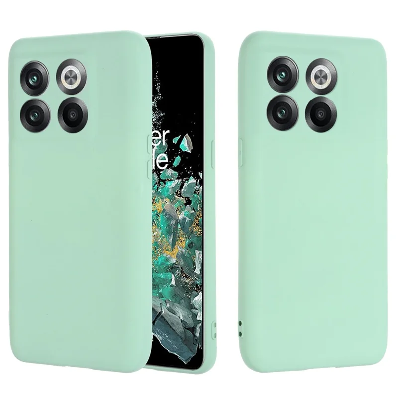 For OnePlus 10T 5G / Ace Pro 5G Liquid Silicone Shockproof Protective Phone Case Soft Fiber Lining Anti-Scratch Cover with Strap - Green