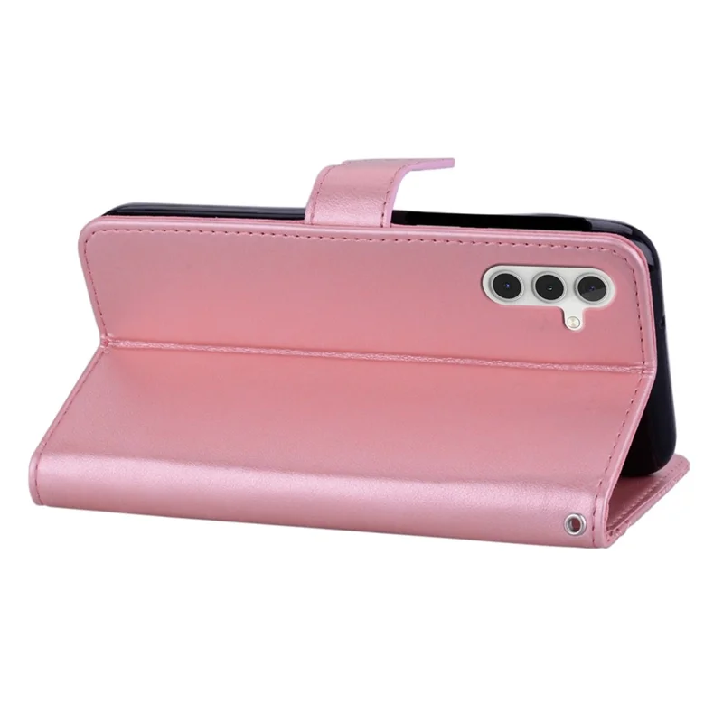 Custodia a portafoglio per Samsung Galaxy A36 5G, con fiore a forma di gufo e strass, in pelle - Oro rosa