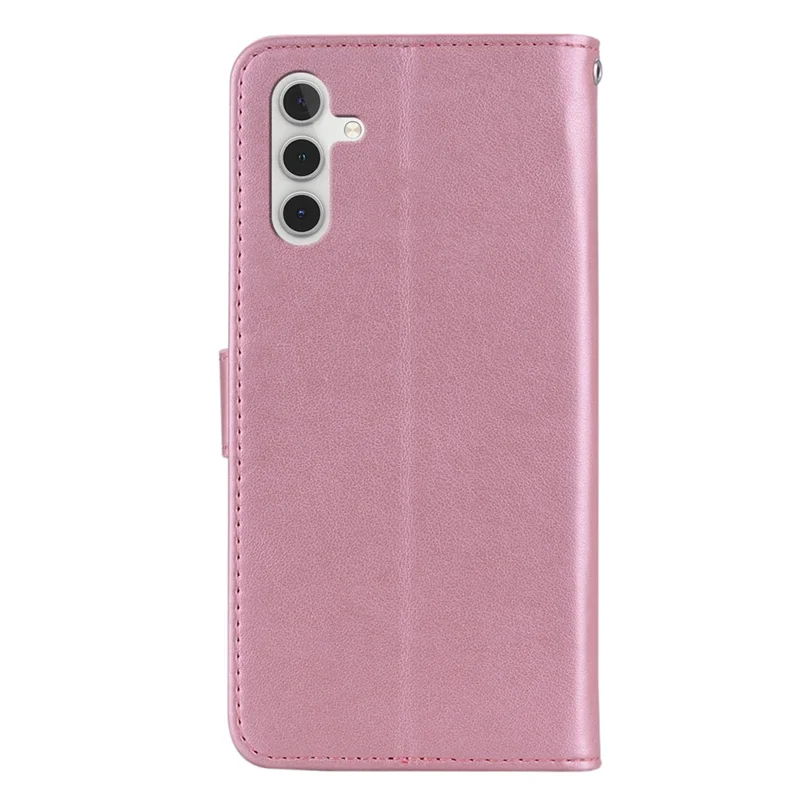 Custodia a portafoglio per Samsung Galaxy A36 5G, con fiore a forma di gufo e strass, in pelle - Oro rosa