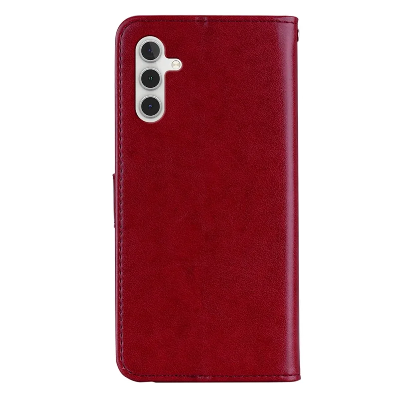 For Samsung Galaxy A56 5G Wallet Case Owl Flower Imprinted Rhinestone Leather Cover - Red