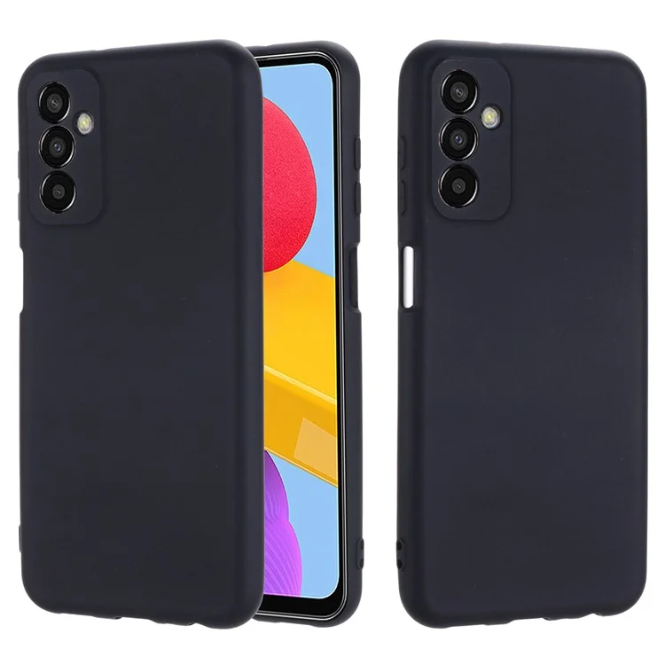 Pour Samsung Galaxy M13 4G Étui de téléphone portable en silicone liquide Anti-rayures Coque de téléphone portable avec sangle - Noir