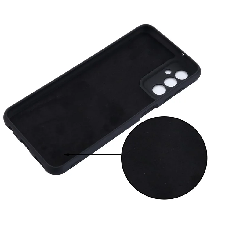 Pour Samsung Galaxy M13 4G Étui de téléphone portable en silicone liquide Anti-rayures Coque de téléphone portable avec sangle - Noir