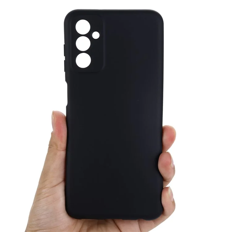 Pour Samsung Galaxy M13 4G Étui de téléphone portable en silicone liquide Anti-rayures Coque de téléphone portable avec sangle - Noir
