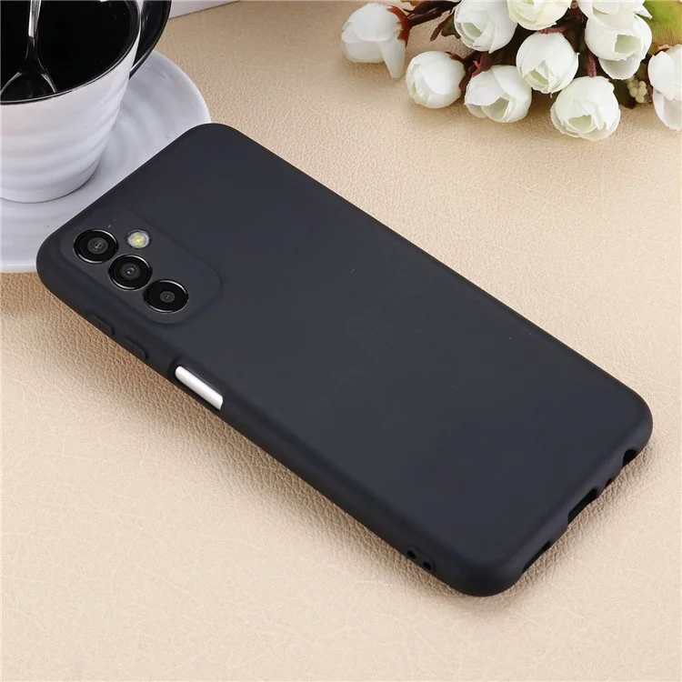 Pour Samsung Galaxy M13 4G Étui de téléphone portable en silicone liquide Anti-rayures Coque de téléphone portable avec sangle - Noir