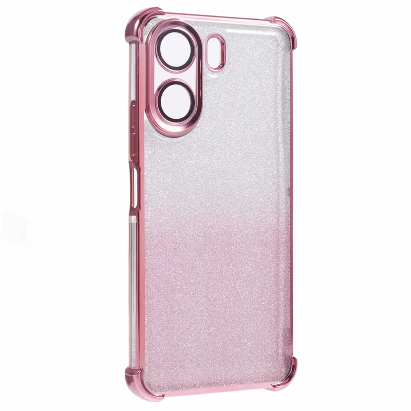 Capa para Xiaomi Redmi 13C 4G / Poco C65 4G com glitter, capa de telefone TPU com cantos reforçados - Rosa