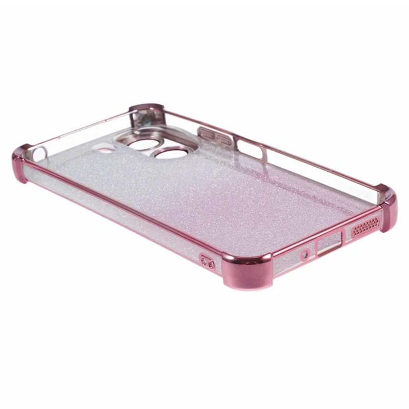 Capa para Xiaomi Redmi 13C 4G / Poco C65 4G com glitter, capa de telefone TPU com cantos reforçados - Rosa
