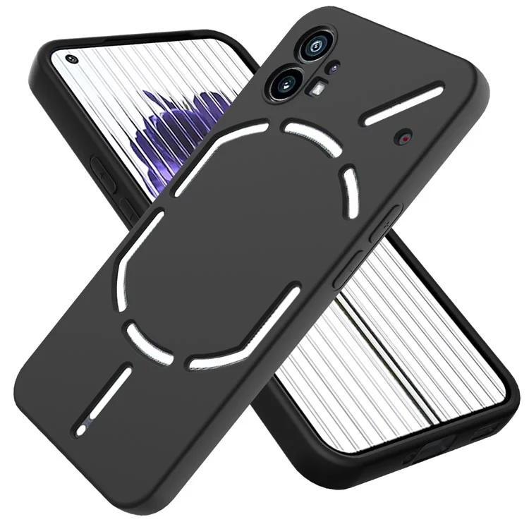 For Nothing phone (1) 5G Shockproof Silicone Mobile Phone Case Anti-scratch Cell Phone Cover with Strap - Black