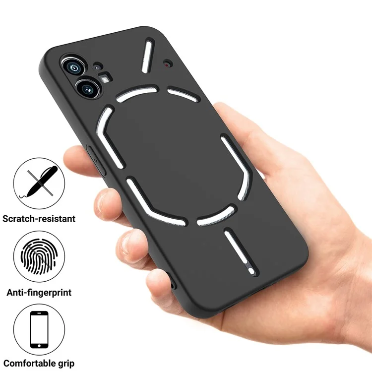 For Nothing phone (1) 5G Shockproof Silicone Mobile Phone Case Anti-scratch Cell Phone Cover with Strap - Black