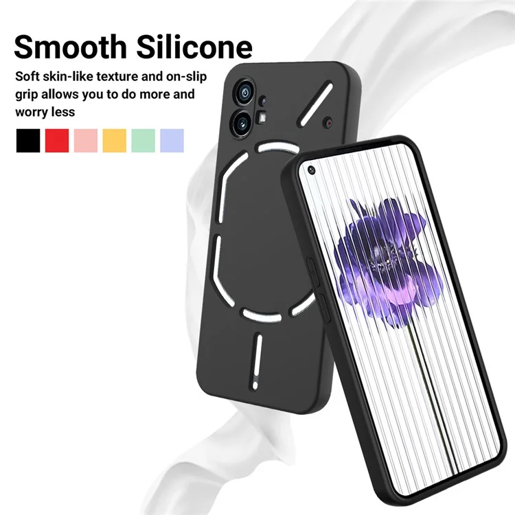For Nothing phone (1) 5G Shockproof Silicone Mobile Phone Case Anti-scratch Cell Phone Cover with Strap - Black