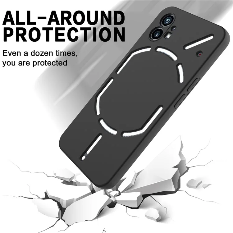For Nothing phone (1) 5G Shockproof Silicone Mobile Phone Case Anti-scratch Cell Phone Cover with Strap - Black