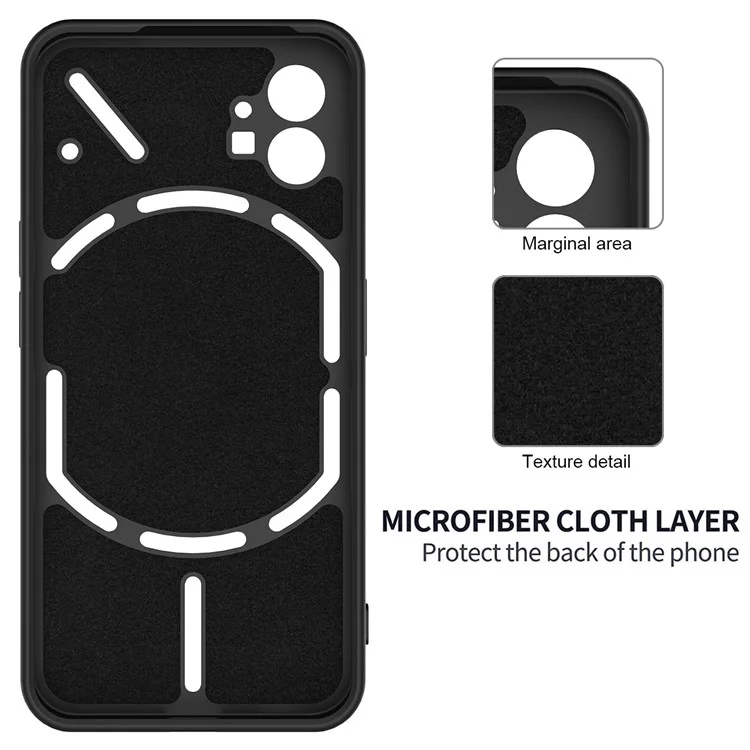 For Nothing phone (1) 5G Shockproof Silicone Mobile Phone Case Anti-scratch Cell Phone Cover with Strap - Black