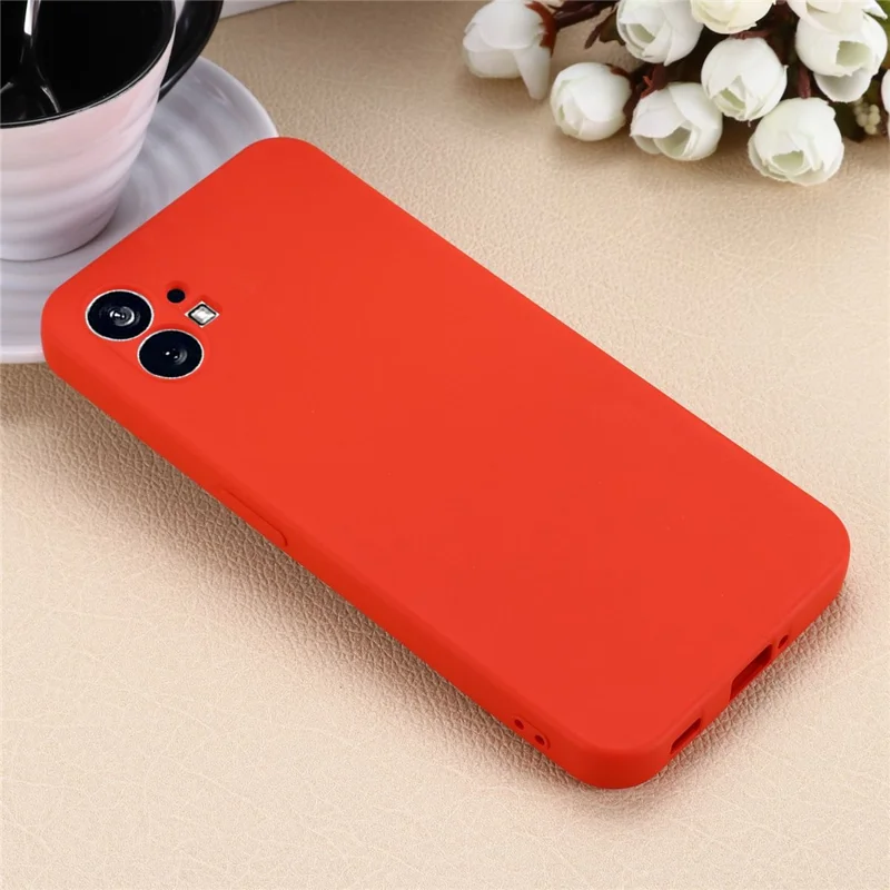 For Nothing phone (1) 5G Shockproof Silicone Mobile Phone Case Anti-scratch Cell Phone Cover with Strap - Red