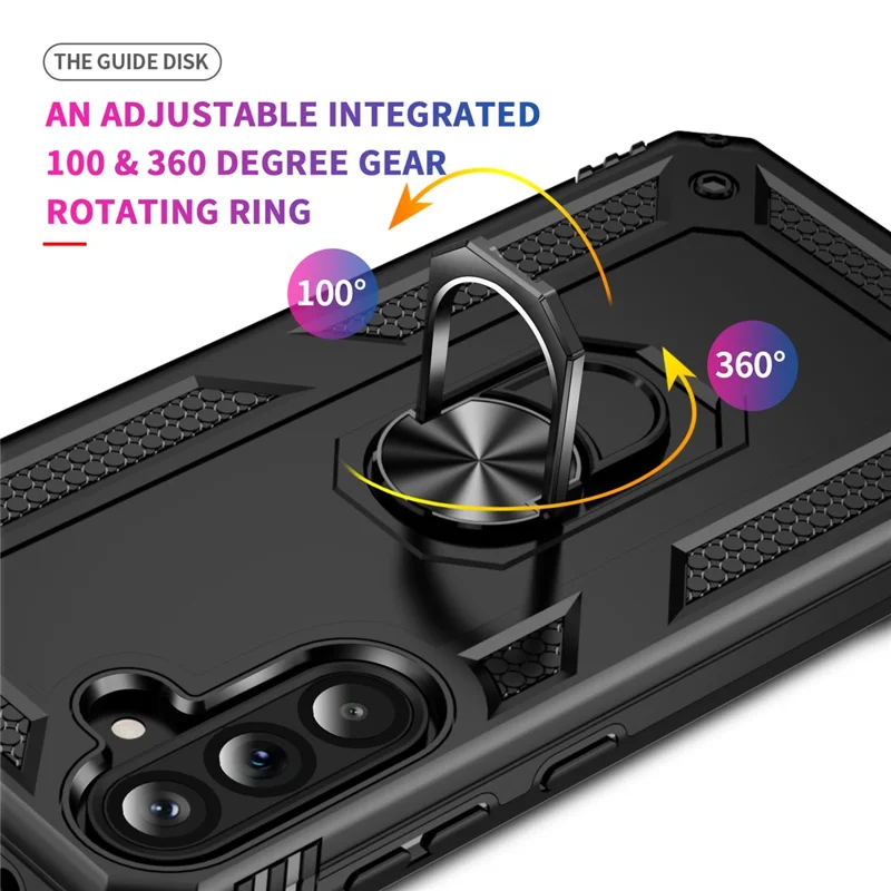 Für Samsung Galaxy A36 5G Hülle PC + TPU Handy-Cover mit drehbarem Ringständer - Schwarz