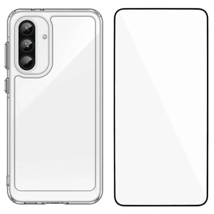 WANLONFENG MF-Serie für Samsung Galaxy A36 5G Hülle TPU+Acryl Klare Handyhülle mit gehärtetem Glasfilm