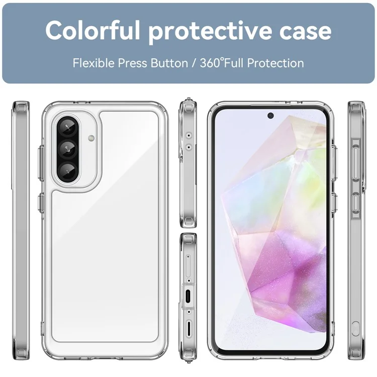 WANLONFENG MF-Serie für Samsung Galaxy A36 5G Hülle TPU+Acryl Klare Handyhülle mit gehärtetem Glasfilm