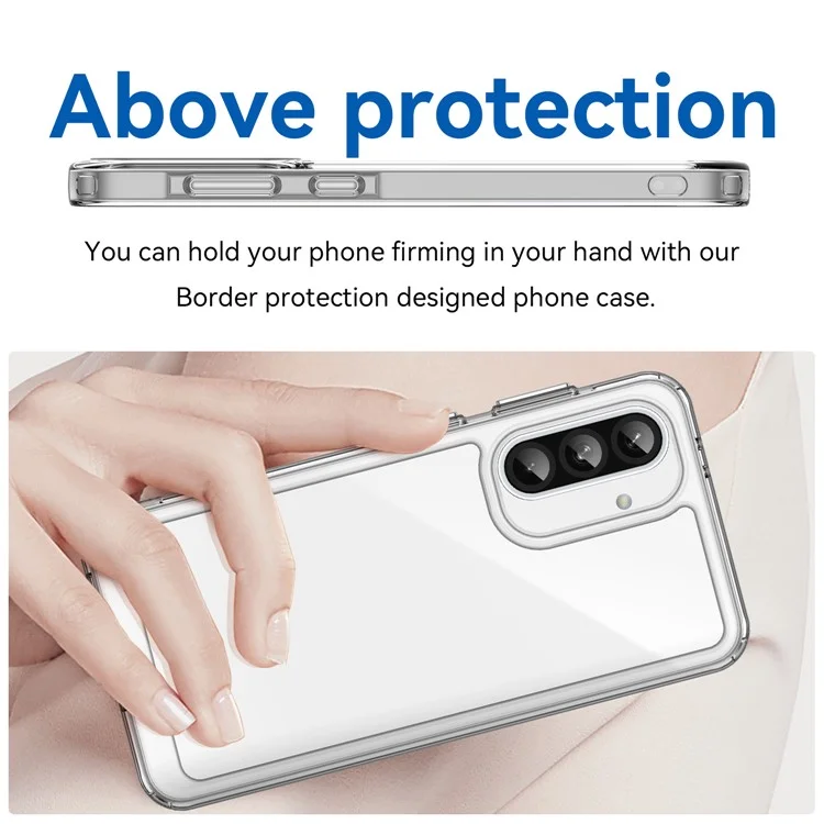 WANLONFENG MF-Serie für Samsung Galaxy A36 5G Hülle TPU+Acryl Klare Handyhülle mit gehärtetem Glasfilm