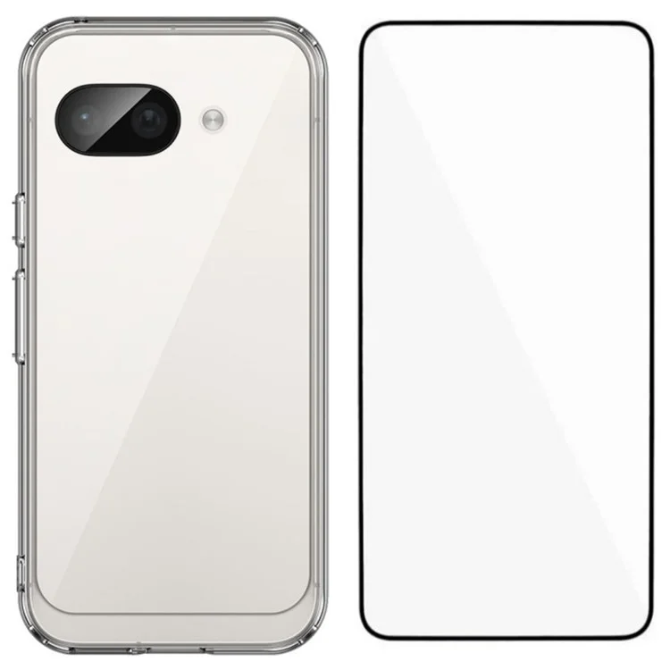 WANLONFENG MF-Serie für Google Pixel 9a Hülle TPU+Acryl Klare Handyhülle mit Panzerglas-Folie