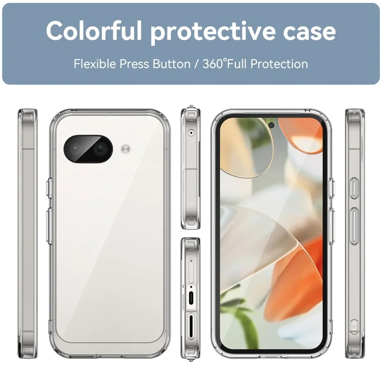 WANLONFENG MF-Serie für Google Pixel 9a Hülle TPU+Acryl Klare Handyhülle mit Panzerglas-Folie