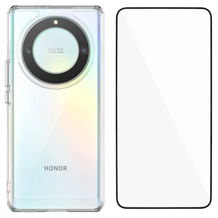 WANLONFENG MF-Serie für Honor X9a 5G Hülle TPU+Acryl Klare Handyhülle mit Panzerglas-Film