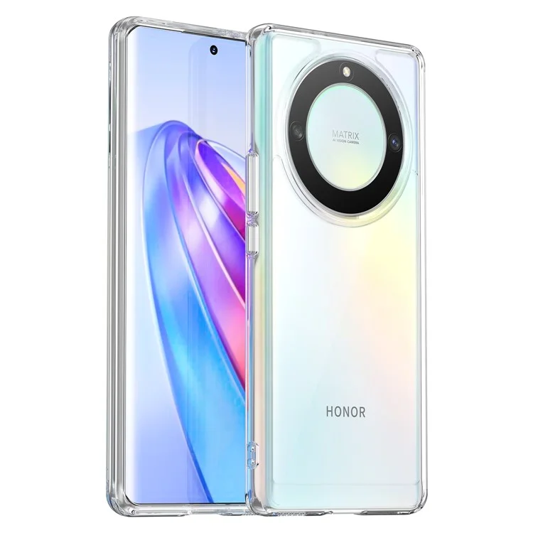WANLONFENG MF-Serie für Honor X9a 5G Hülle TPU+Acryl Klare Handyhülle mit Panzerglas-Film