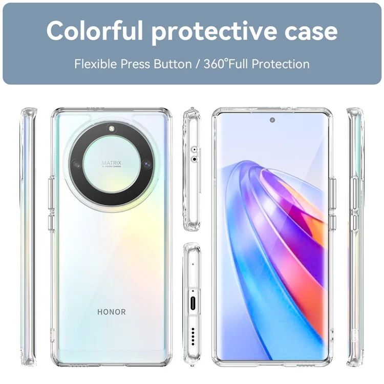 WANLONFENG MF-Serie für Honor X9a 5G Hülle TPU+Acryl Klare Handyhülle mit Panzerglas-Film