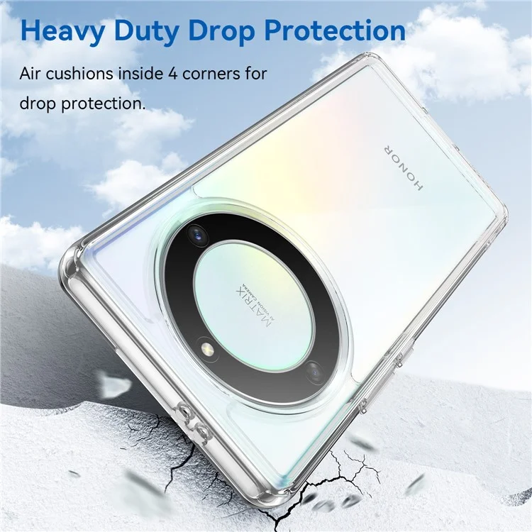 WANLONFENG MF-Serie für Honor X9a 5G Hülle TPU+Acryl Klare Handyhülle mit Panzerglas-Film