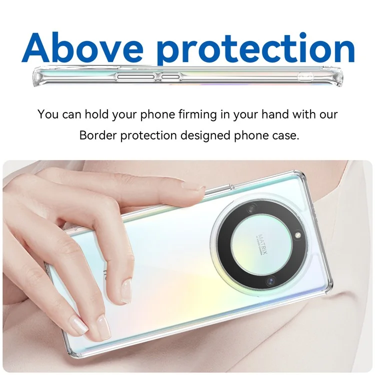 WANLONFENG MF-Serie für Honor X9a 5G Hülle TPU+Acryl Klare Handyhülle mit Panzerglas-Film