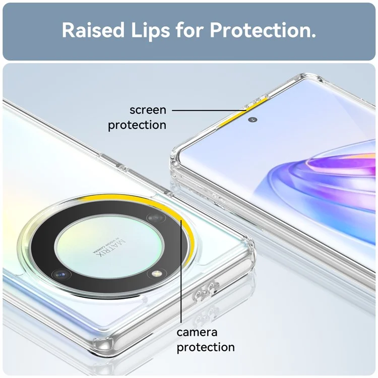 WANLONFENG MF-Serie für Honor X9a 5G Hülle TPU+Acryl Klare Handyhülle mit Panzerglas-Film
