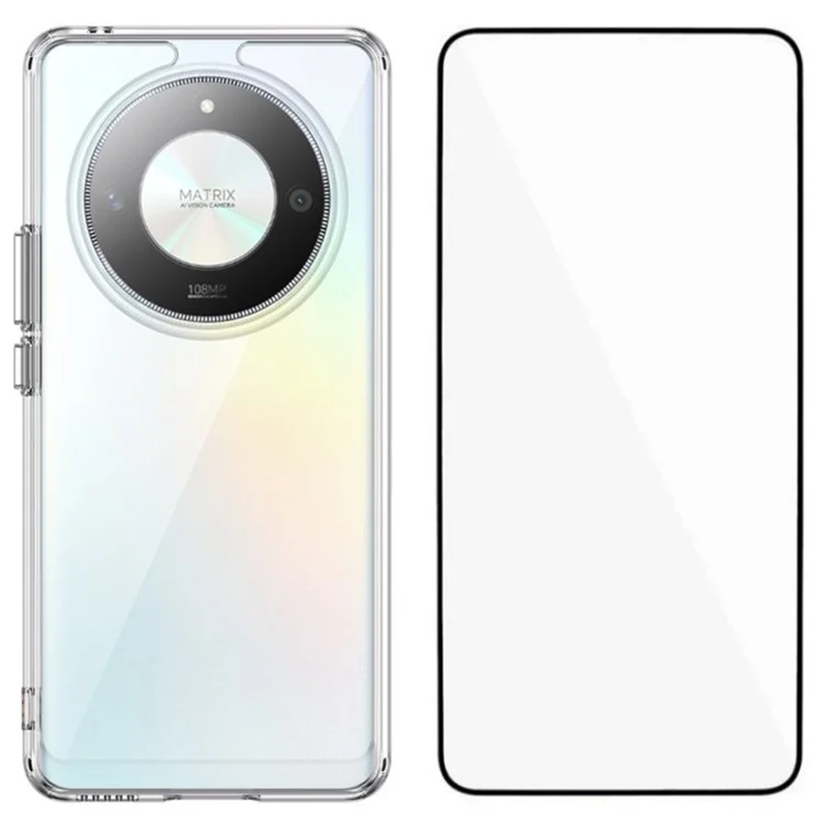 Чехол для Honor X9b 5G серии WANLONFENG MF, прозрачный ТПУ+акриловый чехол с закаленной стеклянной пленкой
