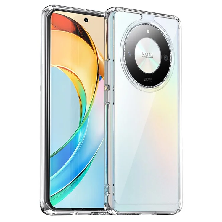 Чехол для Honor X9b 5G серии WANLONFENG MF, прозрачный ТПУ+акриловый чехол с закаленной стеклянной пленкой