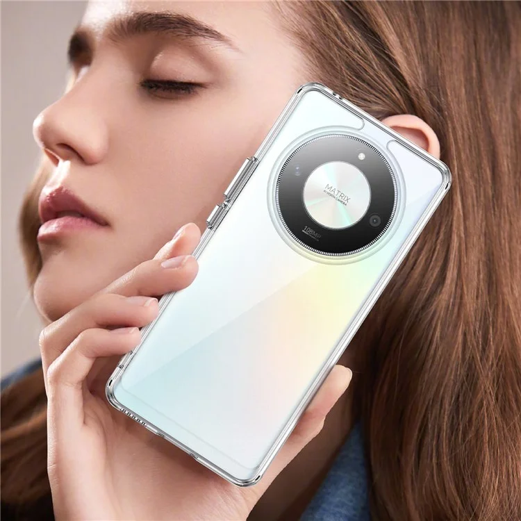 Чехол для Honor X9b 5G серии WANLONFENG MF, прозрачный ТПУ+акриловый чехол с закаленной стеклянной пленкой