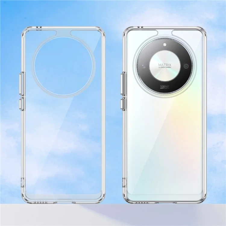 Чехол для Honor X9b 5G серии WANLONFENG MF, прозрачный ТПУ+акриловый чехол с закаленной стеклянной пленкой