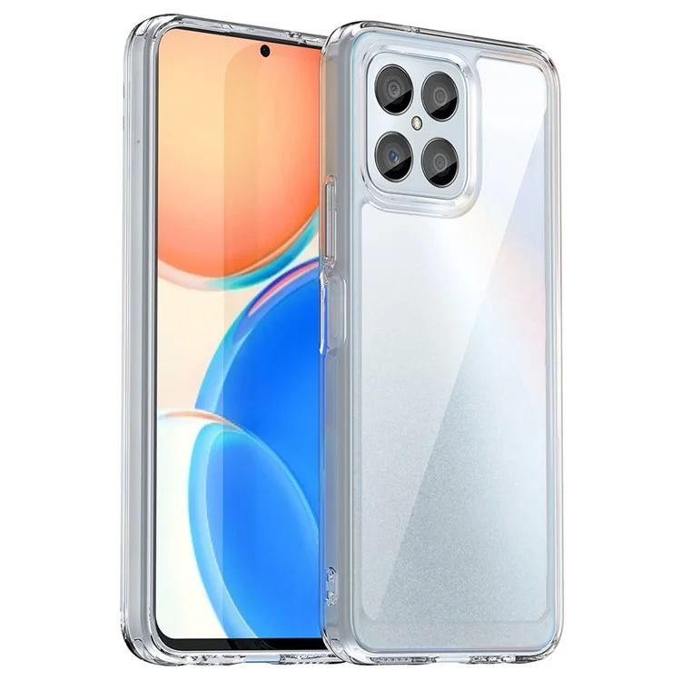 Funda para Honor X8a 4G de la serie MF de WANLONFENG, cubierta de teléfono transparente de TPU + acrílico con película de vidrio templado.