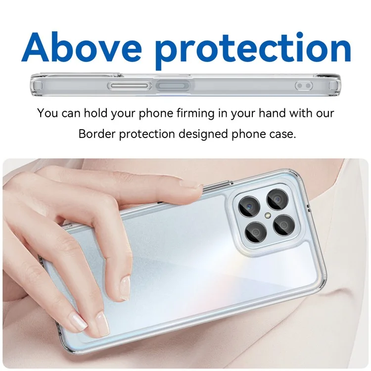 Funda para Honor X8a 4G de la serie MF de WANLONFENG, cubierta de teléfono transparente de TPU + acrílico con película de vidrio templado.