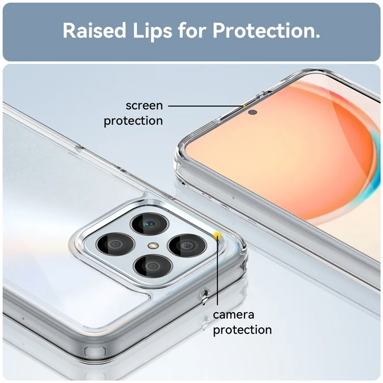 Funda para Honor X8a 4G de la serie MF de WANLONFENG, cubierta de teléfono transparente de TPU + acrílico con película de vidrio templado.