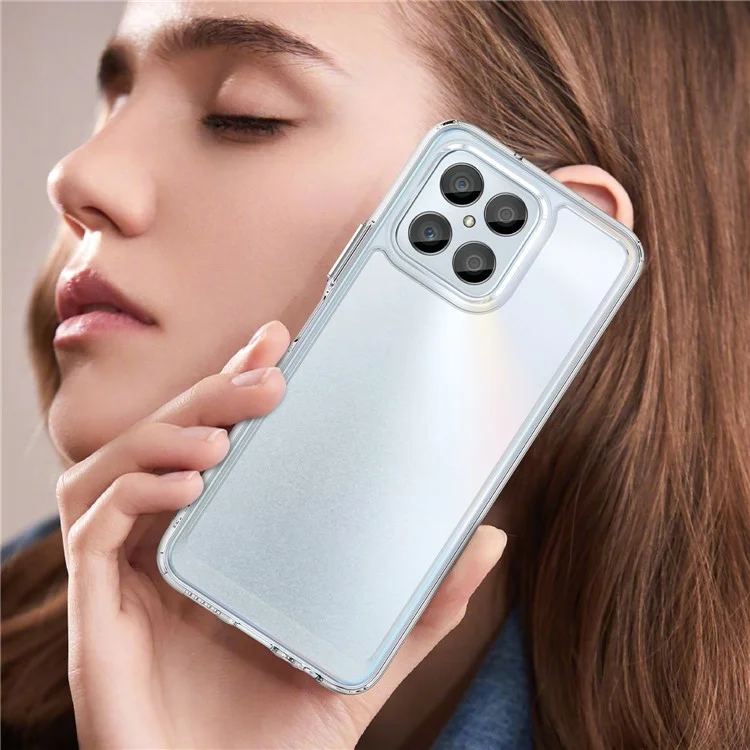 Funda para Honor X8a 4G de la serie MF de WANLONFENG, cubierta de teléfono transparente de TPU + acrílico con película de vidrio templado.