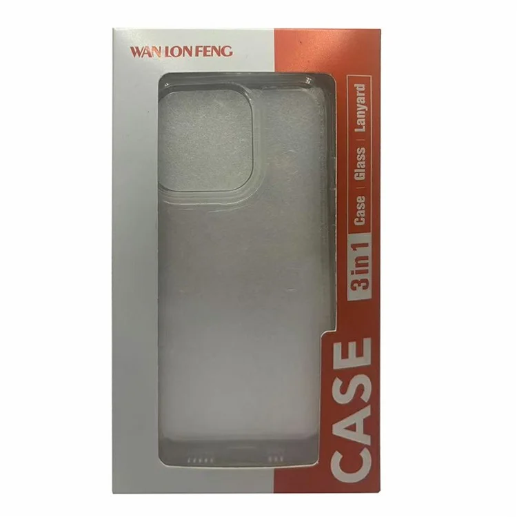 Custodia per Honor X6a 4G serie MF WANLONFENG, in TPU + acrilico trasparente con pellicola in vetro temperato.