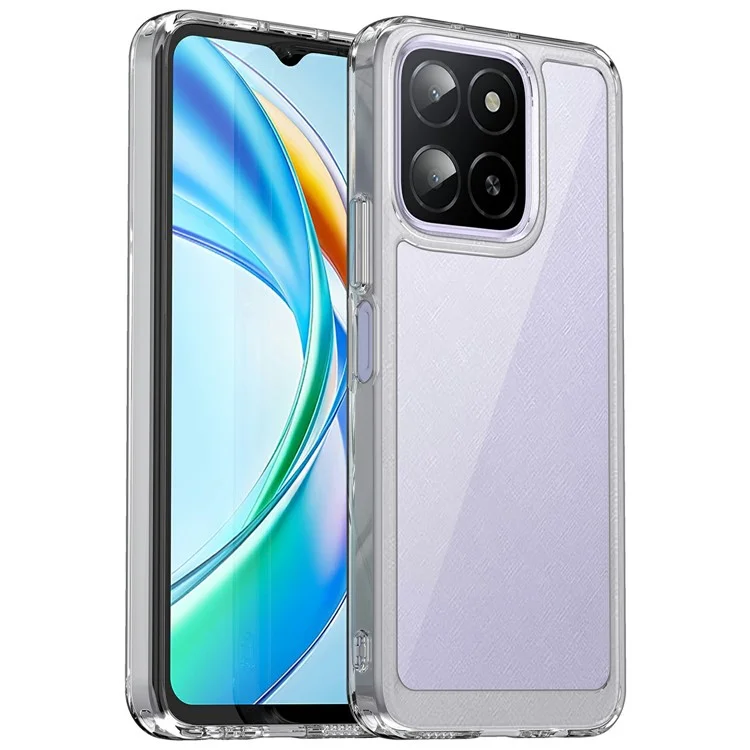 WANLONFENG MF Series чехол для Honor X6b 4G, прозрачный TPU+акриловый чехол с закаленным стеклянным пленочным покрытием